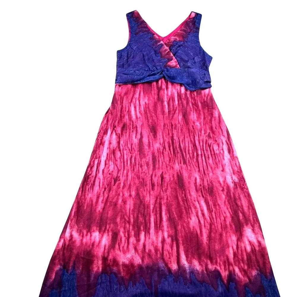 Rabbit‎ Rabbit Designs M Pink Purple Tie Dye Maxi Dress Sleeveless